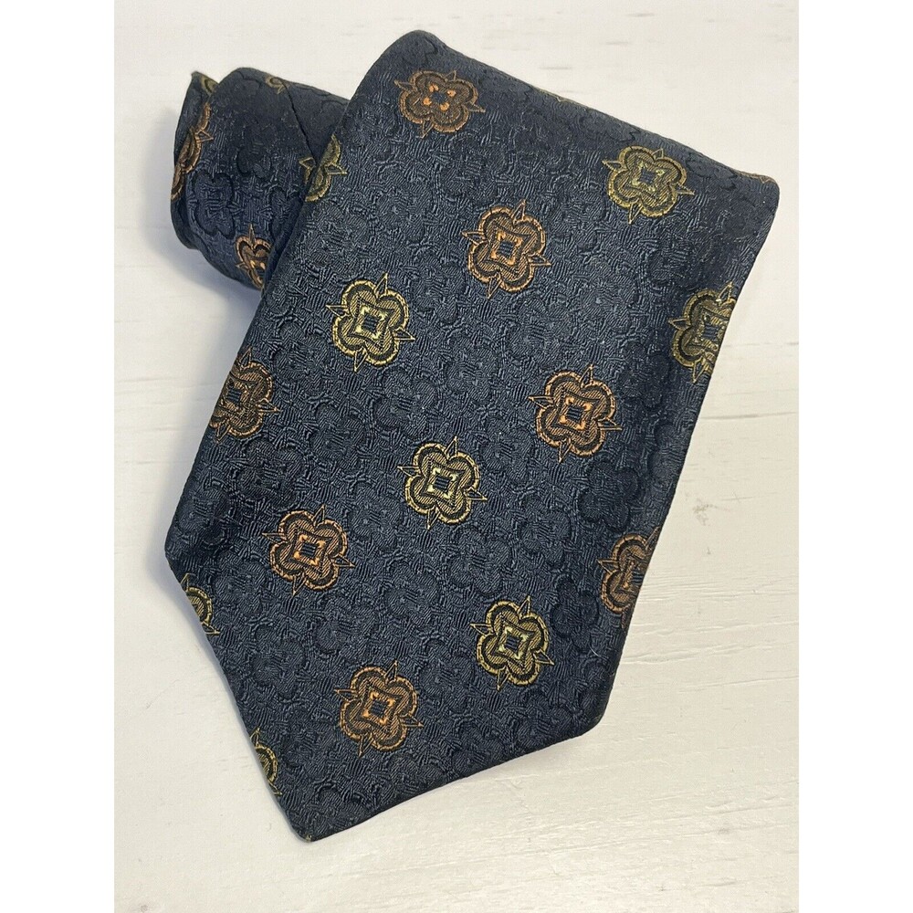 ROBERT TALBOTT Silk Necktie Designer Geometric Blue Hand sewn Tie